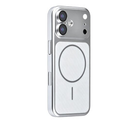 TUNIQ TUNIQ iPhone 16 Back cover case - Magsafe With fiber pattern PC - Silver TUNIQ TUNIQ iPhone 16 Back cover case - Magsafe With fiber pattern PC - Silver