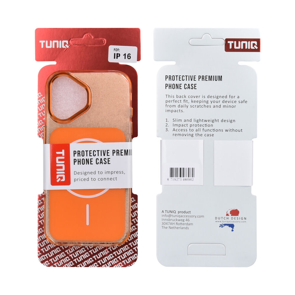 TUNIQ TUNIQ iPhone 16 Back cover case - MagSafe glossy PC - Orange