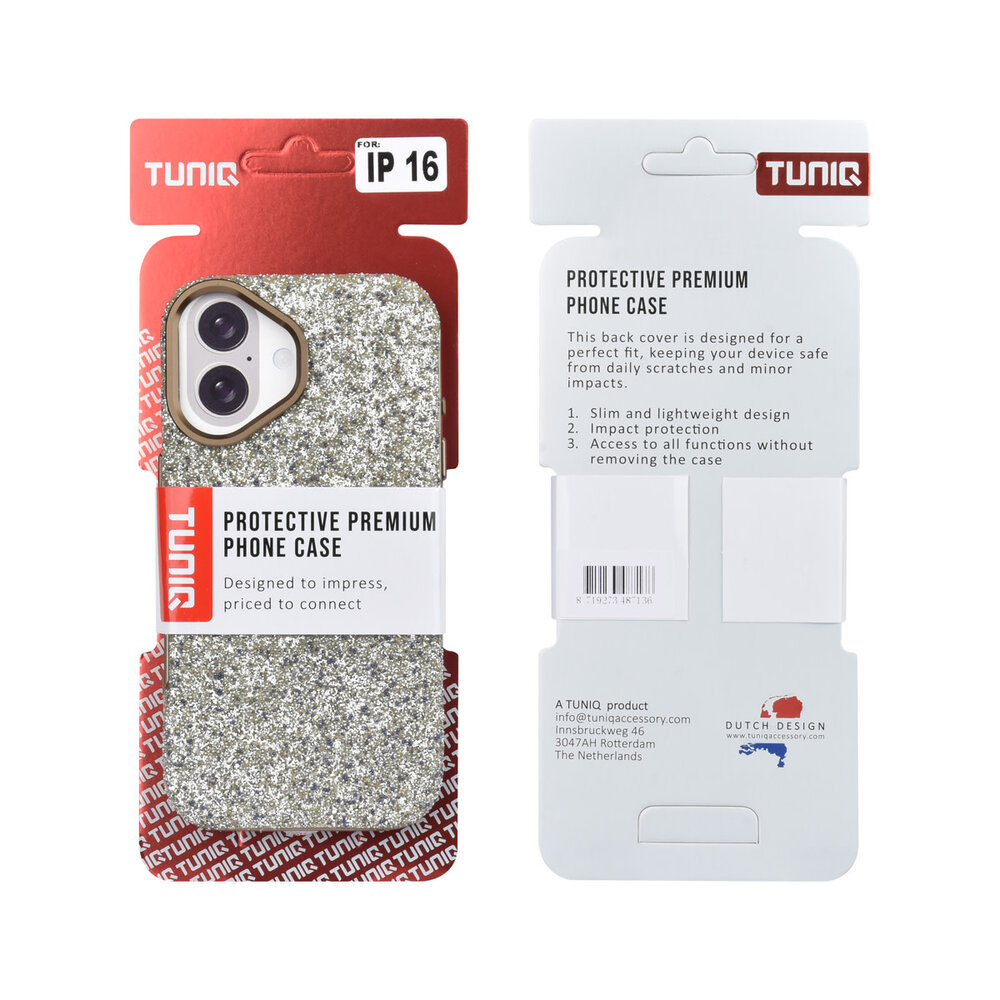TUNIQ TUNIQ iPhone 16 Back cover case - Glitter Magsafe TPU+PC - Silver TUNIQ TUNIQ iPhone 16 Back cover case - Glitter Magsafe TPU+PC - Silver