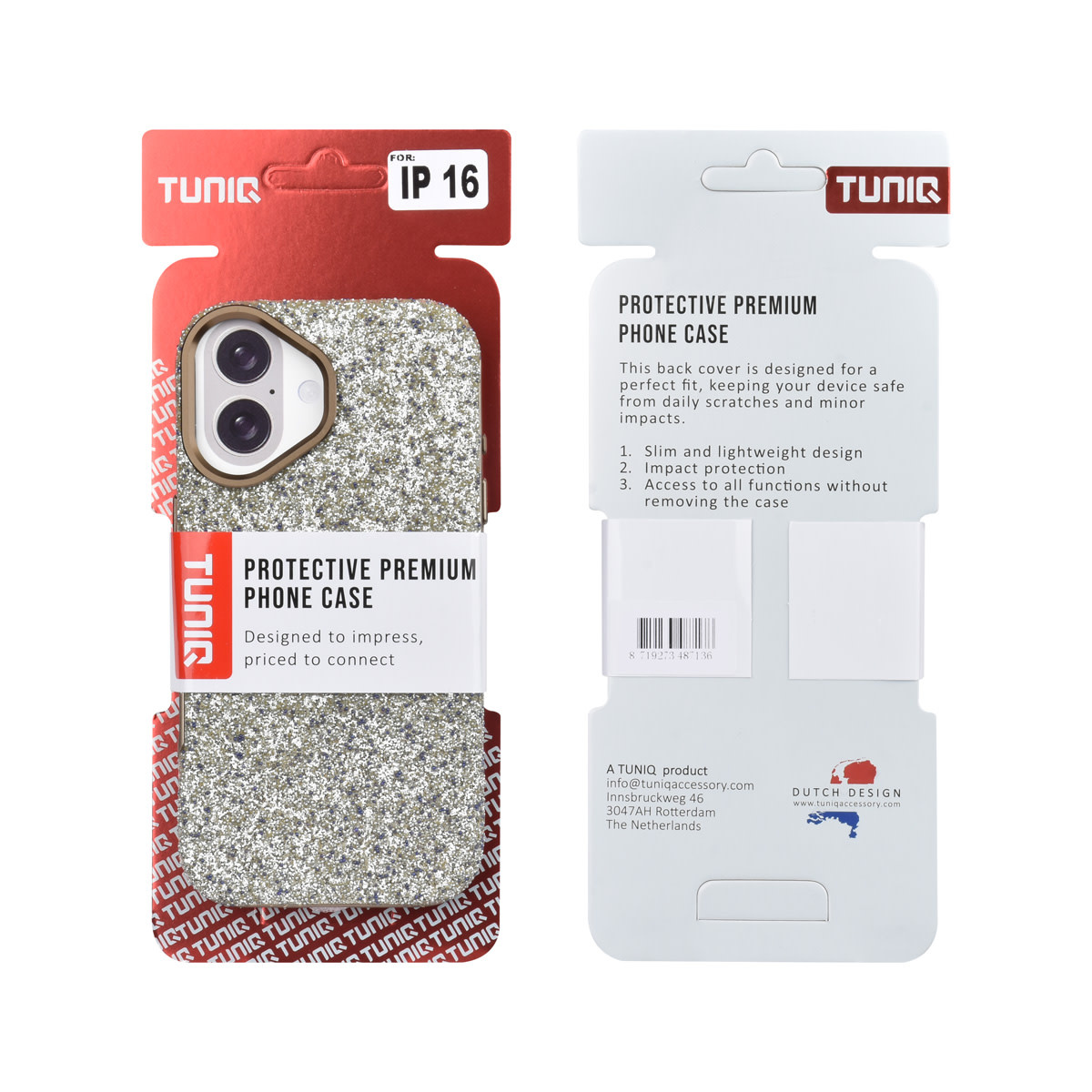 TUNIQ TUNIQ iPhone 16 Backcover hoesje - Glitter Magsafe TPU+PC - Zilver, foto 3 van 3