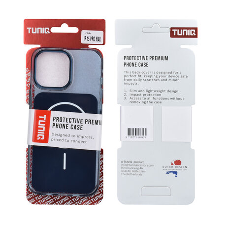 TUNIQ TUNIQ iPhone 15 Pro Max Back cover case - MagSafe glossy PC - Blue TUNIQ TUNIQ iPhone 15 Pro Max Back cover case - MagSafe glossy PC - Blue
