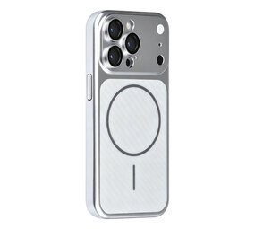 TUNIQ TUNIQ iPhone 15 Pro Back cover case - Magsafe With fiber pattern PC - Silver TUNIQ TUNIQ iPhone 15 Pro Back cover case - Magsafe With fiber pattern PC - Silver