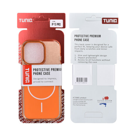 TUNIQ TUNIQ iPhone 15 Pro Back cover case - MagSafe glossy PC - Orange TUNIQ TUNIQ iPhone 15 Pro Back cover case - MagSafe glossy PC - Orange