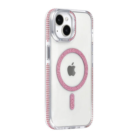 TUNIQ TUNIQ iPhone 15 Back cover case - Diamond MagSafe TPU+PC - Pink TUNIQ TUNIQ iPhone 15 Back cover case - Diamond MagSafe TPU+PC - Pink