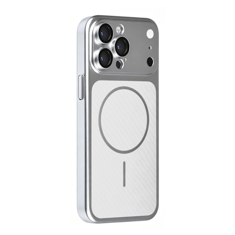 TUNIQ TUNIQ iPhone 14 Pro Max Back-Cover hul - Magsafe With fiber pattern PC - Silber TUNIQ TUNIQ iPhone 14 Pro Max Back-Cover hul - Magsafe With fiber pattern PC - Silber