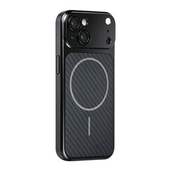 TUNIQ iPhone 14 Back cover coque - Magsafe With fiber pattern PC - Noir