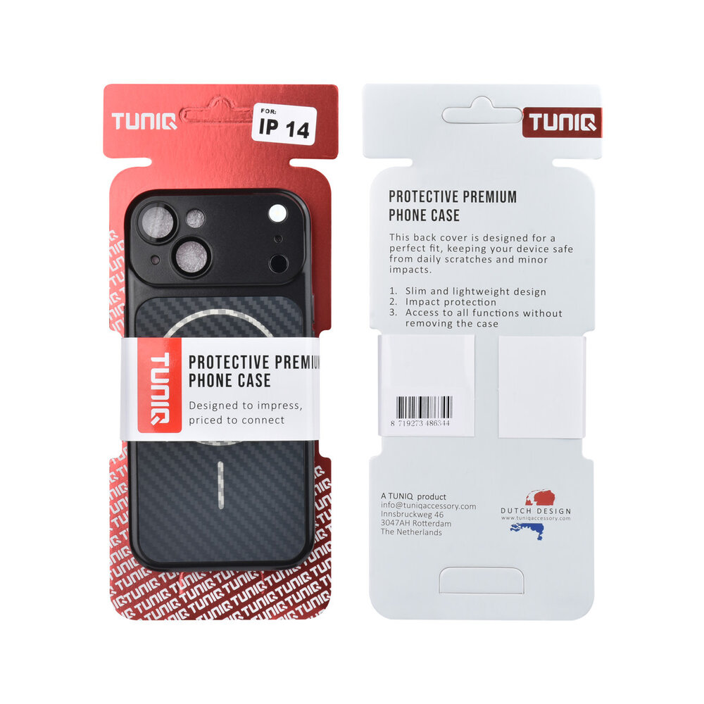 TUNIQ TUNIQ iPhone 14 Back cover case - Magsafe With fiber pattern PC - Black