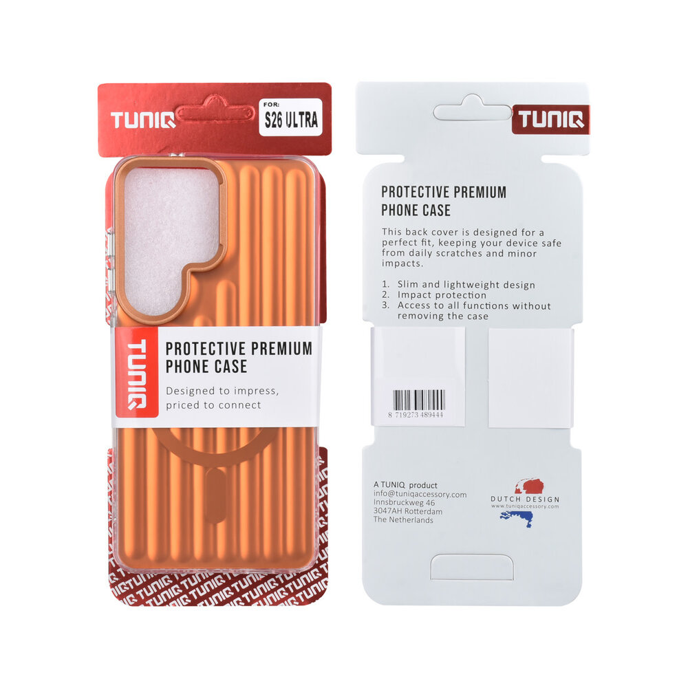 TUNIQ TUNIQ Galaxy S26 Ultra Back-Cover hul - luggage IMD MagSafe - Orange TUNIQ TUNIQ Galaxy S26 Ultra Back-Cover hul - luggage IMD MagSafe - Orange