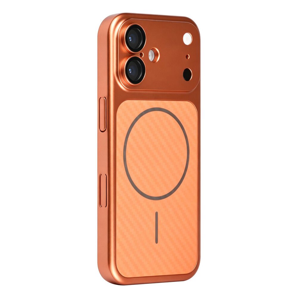 TUNIQ TUNIQ iPhone 17 Back cover case - Magsafe With fiber pattern PC - Orange TUNIQ TUNIQ iPhone 17 Back cover case - Magsafe With fiber pattern PC - Orange