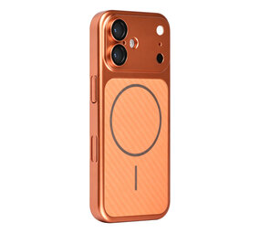 TUNIQ TUNIQ iPhone 17 Back cover coque - Magsafe With fiber pattern PC - Orange TUNIQ TUNIQ iPhone 17 Back cover coque - Magsafe With fiber pattern PC - Orange