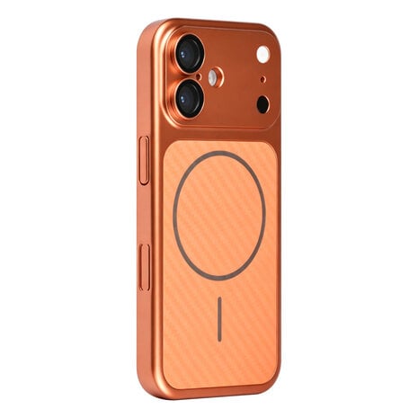 TUNIQ TUNIQ iPhone 17 Back cover case - Magsafe With fiber pattern PC - Orange TUNIQ TUNIQ iPhone 17 Back cover case - Magsafe With fiber pattern PC - Orange