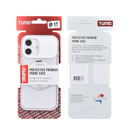 TUNIQ TUNIQ iPhone 17 Back-Cover hul - 360 rotation stand MagSafe - Weiß TUNIQ TUNIQ iPhone 17 Back-Cover hul - 360 rotation stand MagSafe - Weiß