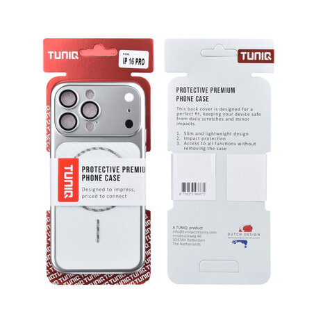 TUNIQ TUNIQ iPhone 16 Pro Max Back cover case - Magsafe With fiber pattern PC - Silver