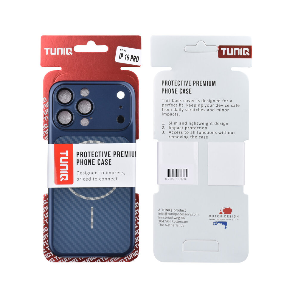 TUNIQ TUNIQ iPhone 16 Pro Max Back cover case - Magsafe With fiber pattern PC - Blue