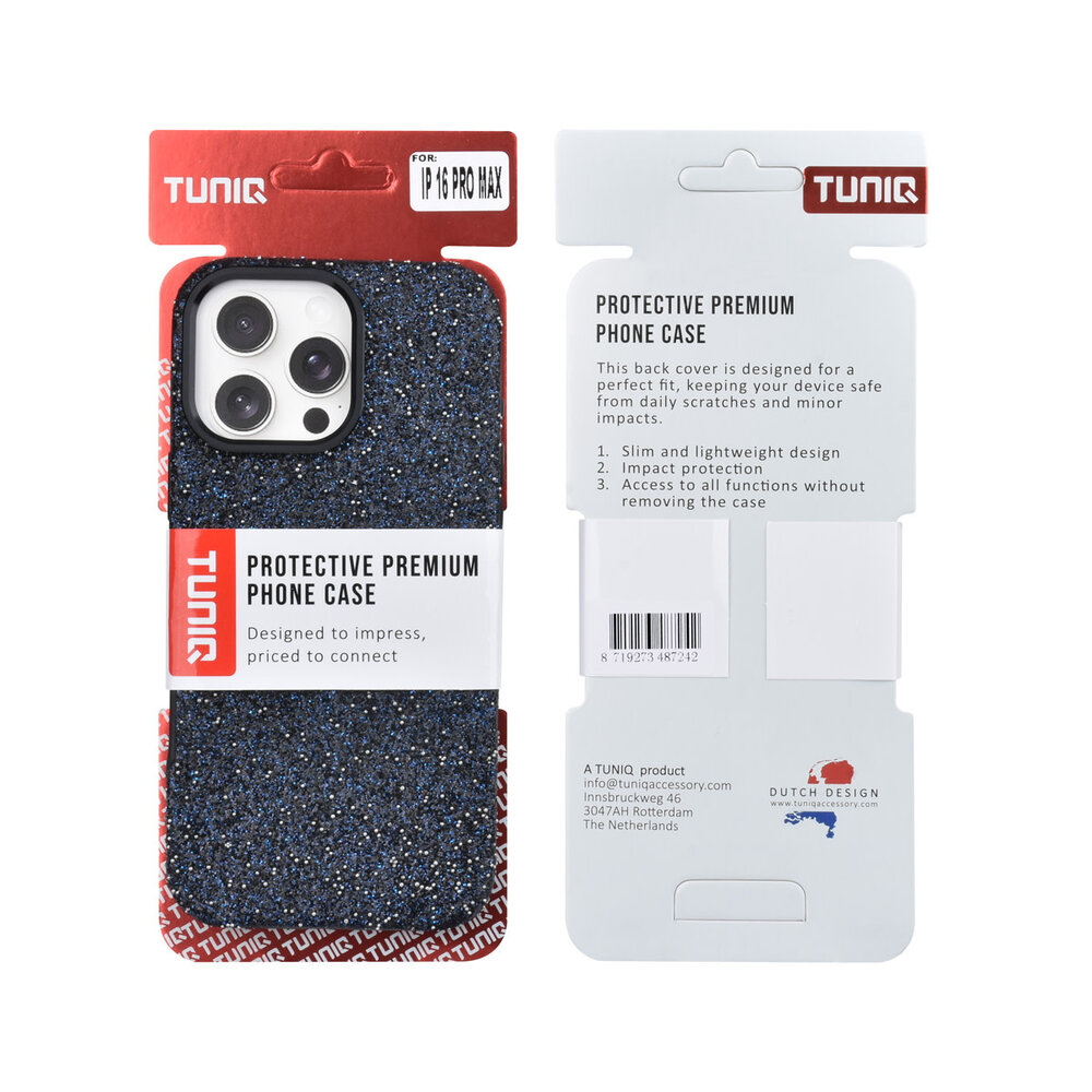 TUNIQ TUNIQ iPhone 16 Pro Max Back-Cover hul - Glitter Magsafe TPU+PC - Schwarz TUNIQ TUNIQ iPhone 16 Pro Max Back-Cover hul - Glitter Magsafe TPU+PC - Schwarz