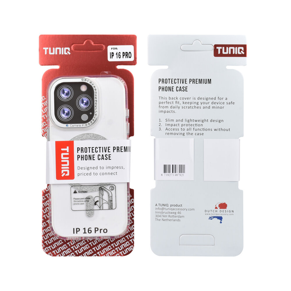 TUNIQ TUNIQ iPhone 16 Pro Back cover case - Diamond MagSafe TPU+PC - Grey TUNIQ TUNIQ iPhone 16 Pro Back cover case - Diamond MagSafe TPU+PC - Grey