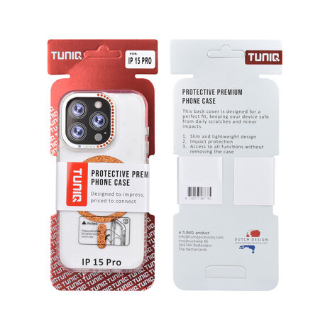 TUNIQ TUNIQ iPhone 15 Pro Back cover case - Diamond MagSafe TPU+PC - Orange TUNIQ TUNIQ iPhone 15 Pro Back cover case - Diamond MagSafe TPU+PC - Orange