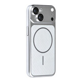 TUNIQ TUNIQ iPhone 15 Back cover case - Magsafe With fiber pattern PC - Silver TUNIQ TUNIQ iPhone 15 Back cover case - Magsafe With fiber pattern PC - Silver
