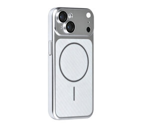 TUNIQ TUNIQ iPhone 15 Back cover case - Magsafe With fiber pattern PC - Silver TUNIQ TUNIQ iPhone 15 Back cover case - Magsafe With fiber pattern PC - Silver