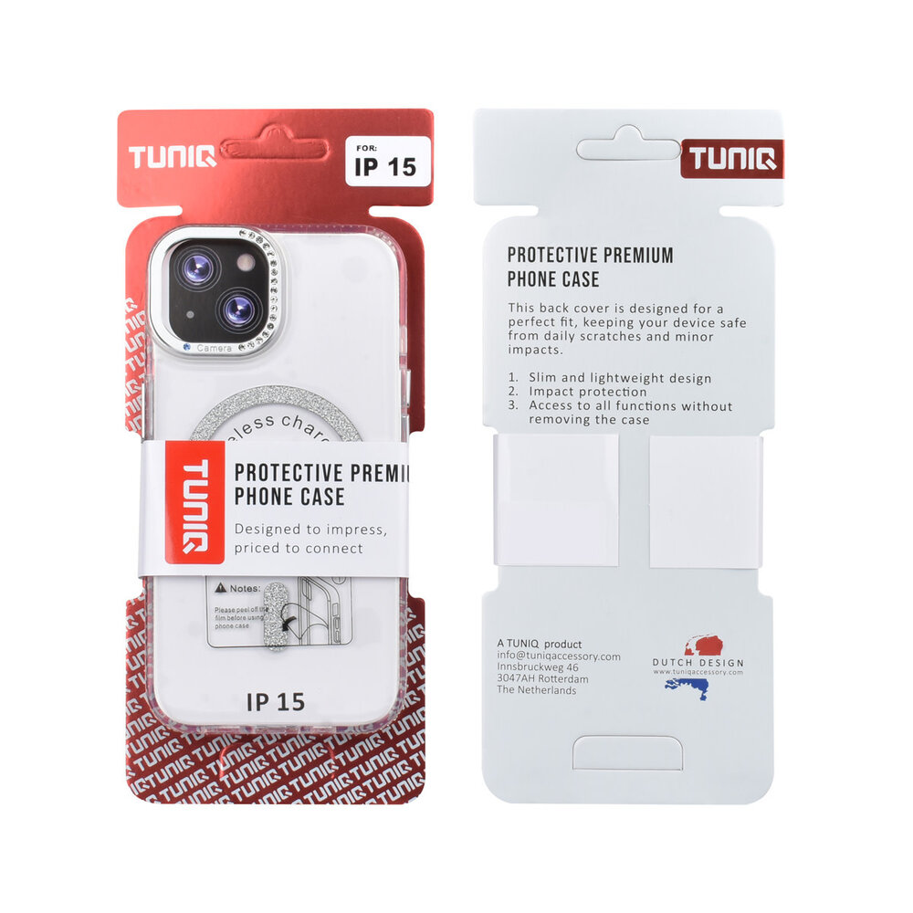 TUNIQ TUNIQ iPhone 15 Back cover case - Diamond MagSafe TPU+PC - Grey