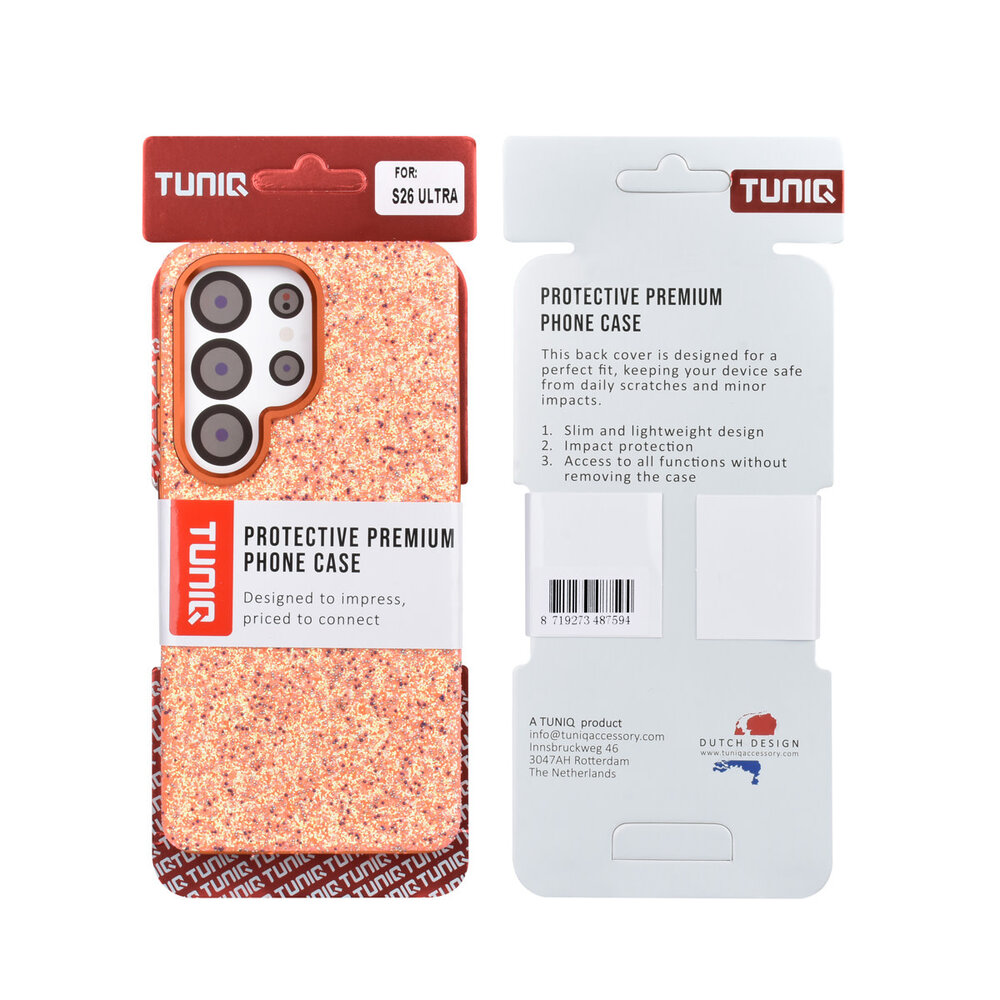 TUNIQ TUNIQ Galaxy S26 Ultra Back-Cover hul - Glitter Magsafe TPU+PC - Orange TUNIQ TUNIQ Galaxy S26 Ultra Back-Cover hul - Glitter Magsafe TPU+PC - Orange