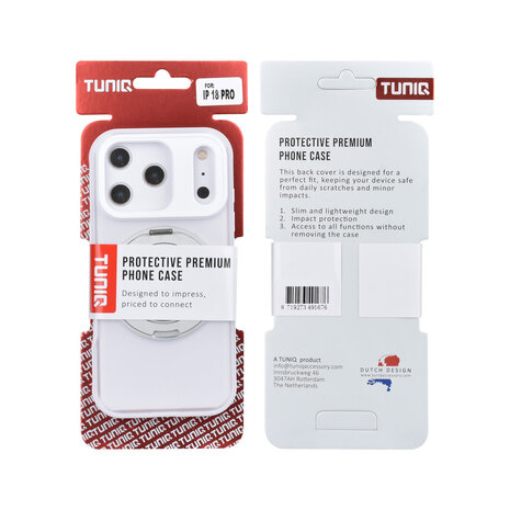 TUNIQ TUNIQ iPhone 18 Pro Back-Cover hul - 360 rotation stand MagSafe - Weiß TUNIQ TUNIQ iPhone 18 Pro Back-Cover hul - 360 rotation stand MagSafe - Weiß