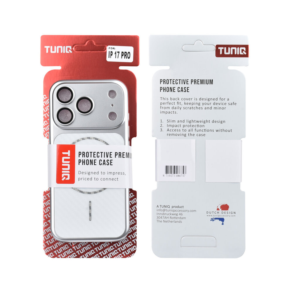 TUNIQ TUNIQ iPhone 17 Pro Back cover case - Magsafe With fiber pattern PC - Silver TUNIQ TUNIQ iPhone 17 Pro Back cover case - Magsafe With fiber pattern PC - Silver