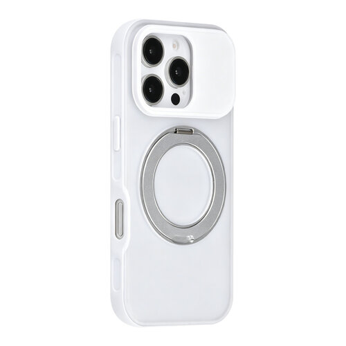 TUNIQ TUNIQ iPhone 16 Pro Back-Cover hul - 360 rotation stand MagSafe - Weiß