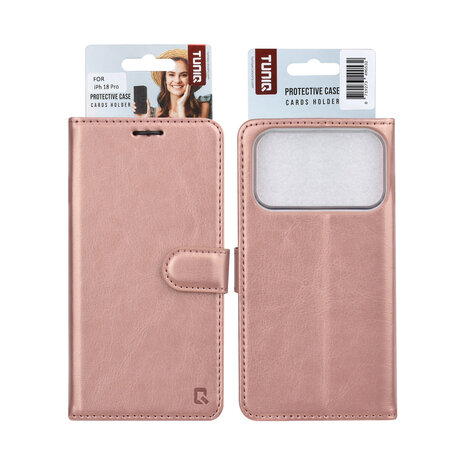 TUNIQ TUNIQ iPhone 18 Pro Back cover case - PU+TPU Booktype Case - Rose Gold