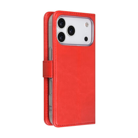 TUNIQ TUNIQ iPhone 18 Pro Back cover case - PU+TPU Booktype Case - Red