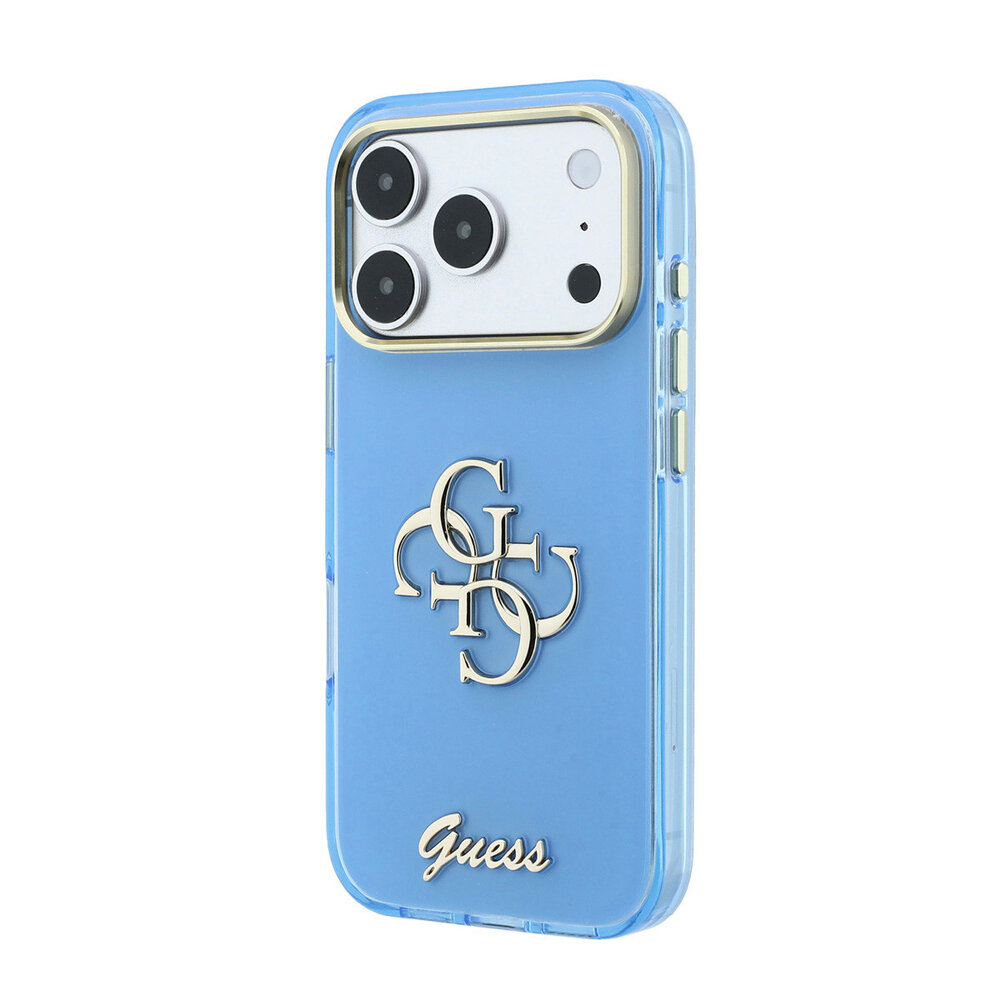 Guess Guess iPhone 18 Pro Backcover hoesje - HC IML 4G Script Metal - LichtBlauw Guess Guess iPhone 18 Pro Backcover hoesje - HC IML 4G Script Metal - LichtBlauw