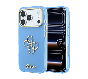 Guess Guess iPhone 18 Pro Backcover hoesje - HC IML 4G Script Metal - LichtBlauw