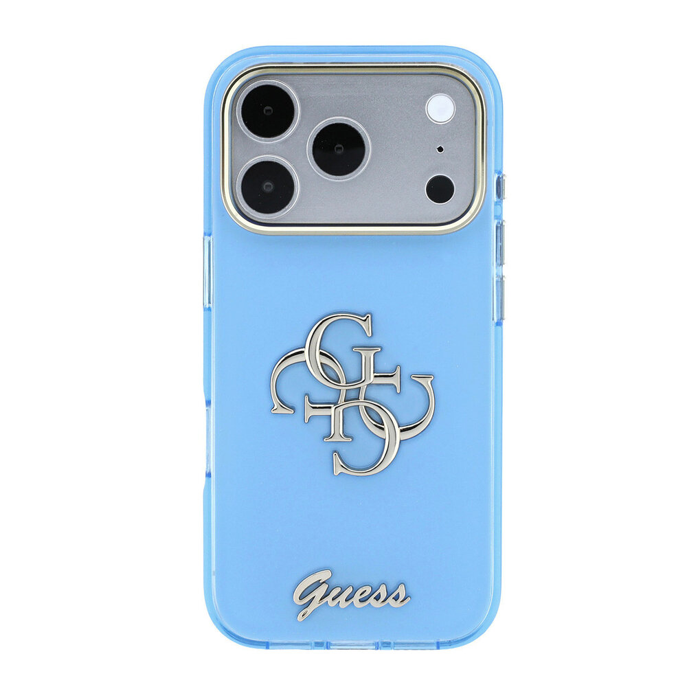 Guess Guess iPhone 18 Pro Backcover hoesje - HC IML 4G Script Metal - LichtBlauw Guess Guess iPhone 18 Pro Backcover hoesje - HC IML 4G Script Metal - LichtBlauw