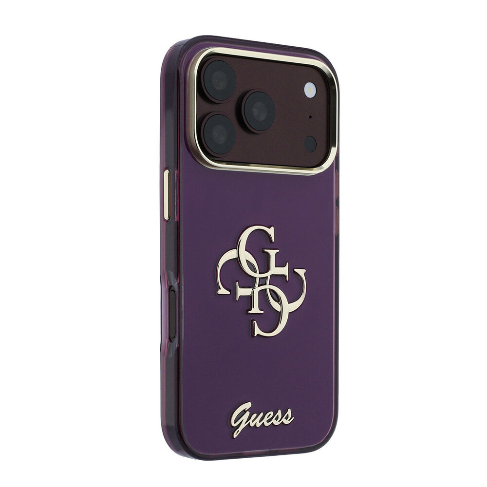 Guess Guess iPhone 18 Pro Backcover hoesje - HC IML 4G Script Metal - Burgundy Guess Guess iPhone 18 Pro Backcover hoesje - HC IML 4G Script Metal - Burgundy