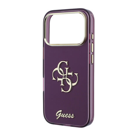 Guess Guess iPhone 18 Pro Back cover case - HC IML 4G Script Metal - Burgundy