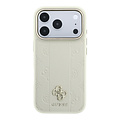Guess Guess iPhone 18 Pro/iPhone 17 Pro Hartschalenhülle MagSafe PU Streifen HS Pfingstrose 4G-Logo - Beige