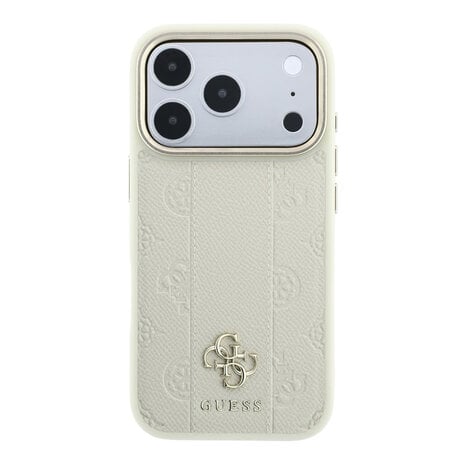 Guess Guess iPhone 18 Pro Backcover hoesje - HC Magsafe PU Stripe HS Peony 4G Logo - Beige Guess Guess iPhone 18 Pro Backcover hoesje - HC Magsafe PU Stripe HS Peony 4G Logo - Beige