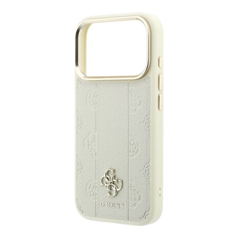 Guess Guess iPhone 18 Pro Back cover coque - HC Magsafe PU Stripe HS Peony 4G Logo - Beige Guess Guess iPhone 18 Pro Back cover coque - HC Magsafe PU Stripe HS Peony 4G Logo - Beige
