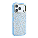 Guess Guess iPhone 18 Pro Back cover case - HC Magsafe IML Leopard Glitter Triangle Logo - Light Blue