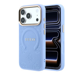 Guess Guess iPhone 18 Pro Back cover case - HC Magsafe Saffiano HS Peony & Ring - Light Blue Guess Guess iPhone 18 Pro Back cover case - HC Magsafe Saffiano HS Peony & Ring - Light Blue
