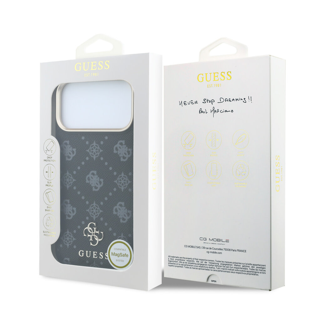 Guess Guess iPhone 18 Pro Max Back cover case - HC Magsafe Peony HS 4G Small Logo - Black