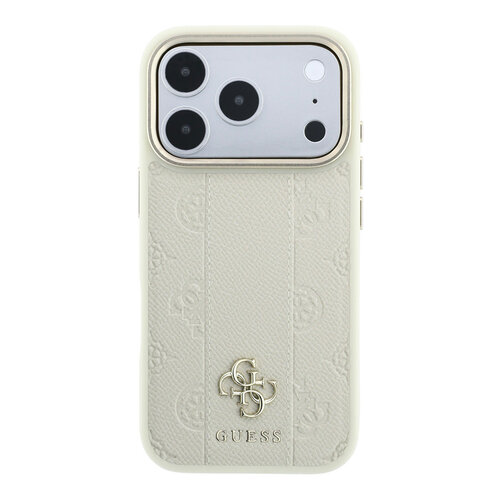 Guess Guess iPhone 18 Pro Max/iPhone 17 Pro Max Hartschalenhülle MagSafe PU Streifen HS Pfingstrose 4G-Logo - Beige