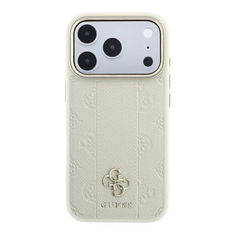 Guess Guess iPhone 18 Pro Max Back-Cover hul - HC Magsafe PU Stripe HS Peony 4G Logo - Beige