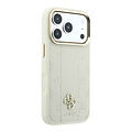 Guess Guess iPhone 18 Pro Max/iPhone 17 Pro Max Hartschalenhülle MagSafe PU Streifen HS Pfingstrose 4G-Logo - Beige