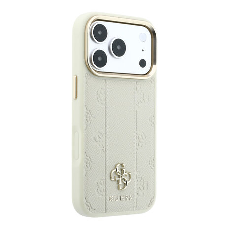Guess Guess iPhone 18 Pro Max Back-Cover hul - HC Magsafe PU Stripe HS Peony 4G Logo - Beige