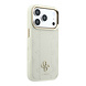 Guess Guess iPhone 18 Pro Max Back cover case - HC Magsafe PU Stripe HS Peony 4G Logo - Beige