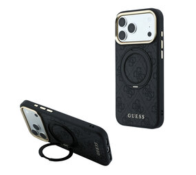 Guess Guess iPhone 18 Pro Max Back cover case - HC Magsafe Ring Stand 360 4G PU Classic Logo - Black Guess Guess iPhone 18 Pro Max Back cover case - HC Magsafe Ring Stand 360 4G PU Classic Logo - Black