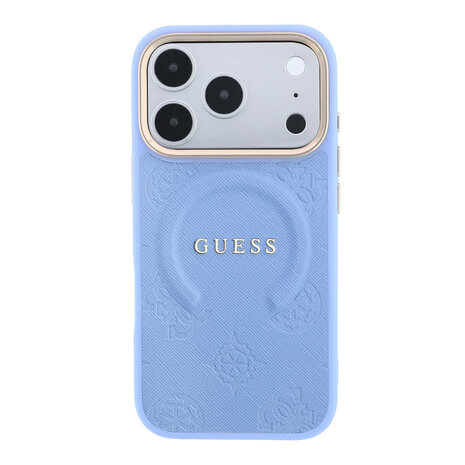 Guess Guess iPhone 18 Pro Max Back cover case - HC Magsafe Saffiano HS Peony & Ring - Light Blue