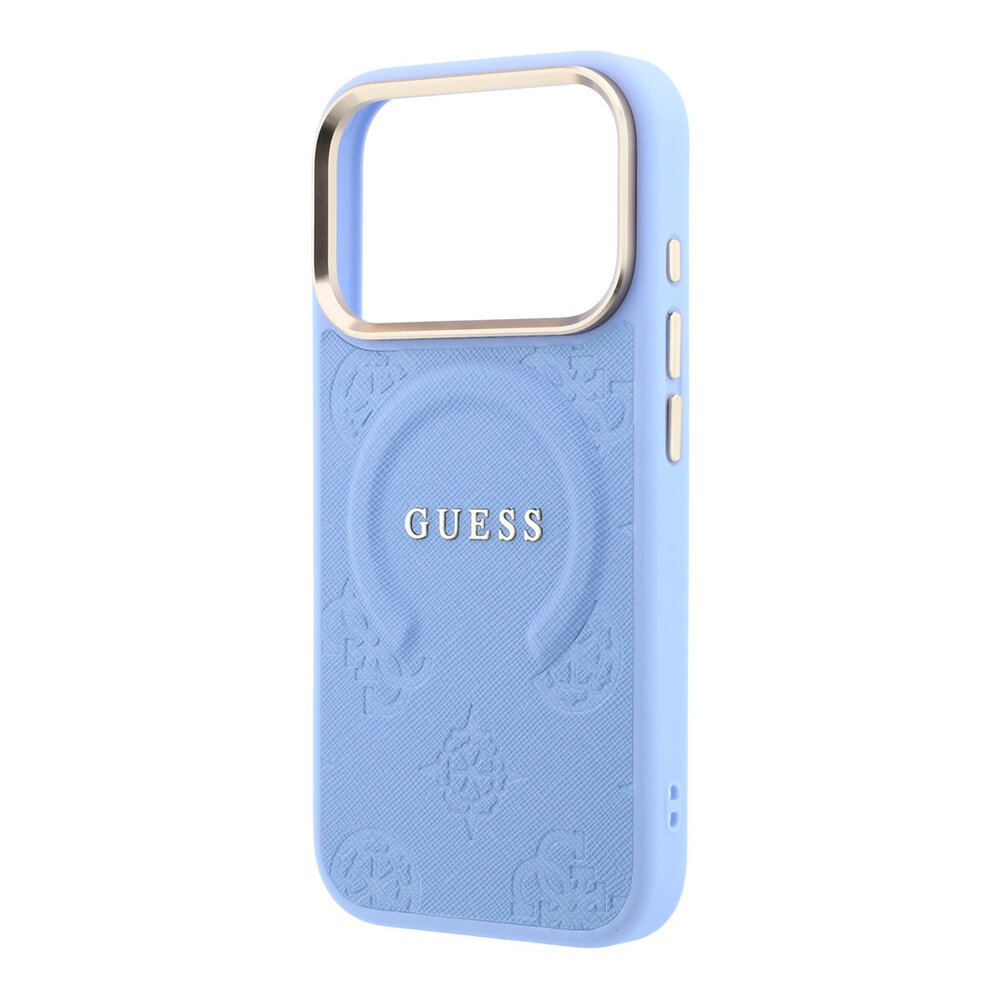 Guess Guess iPhone 18 Pro Max Back cover case - HC Magsafe Saffiano HS Peony & Ring - Light Blue