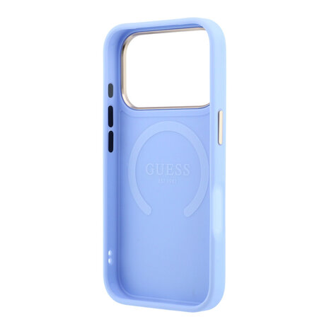 Guess Guess iPhone 18 Pro Max Back cover case - HC Magsafe Saffiano HS Peony & Ring - Light Blue